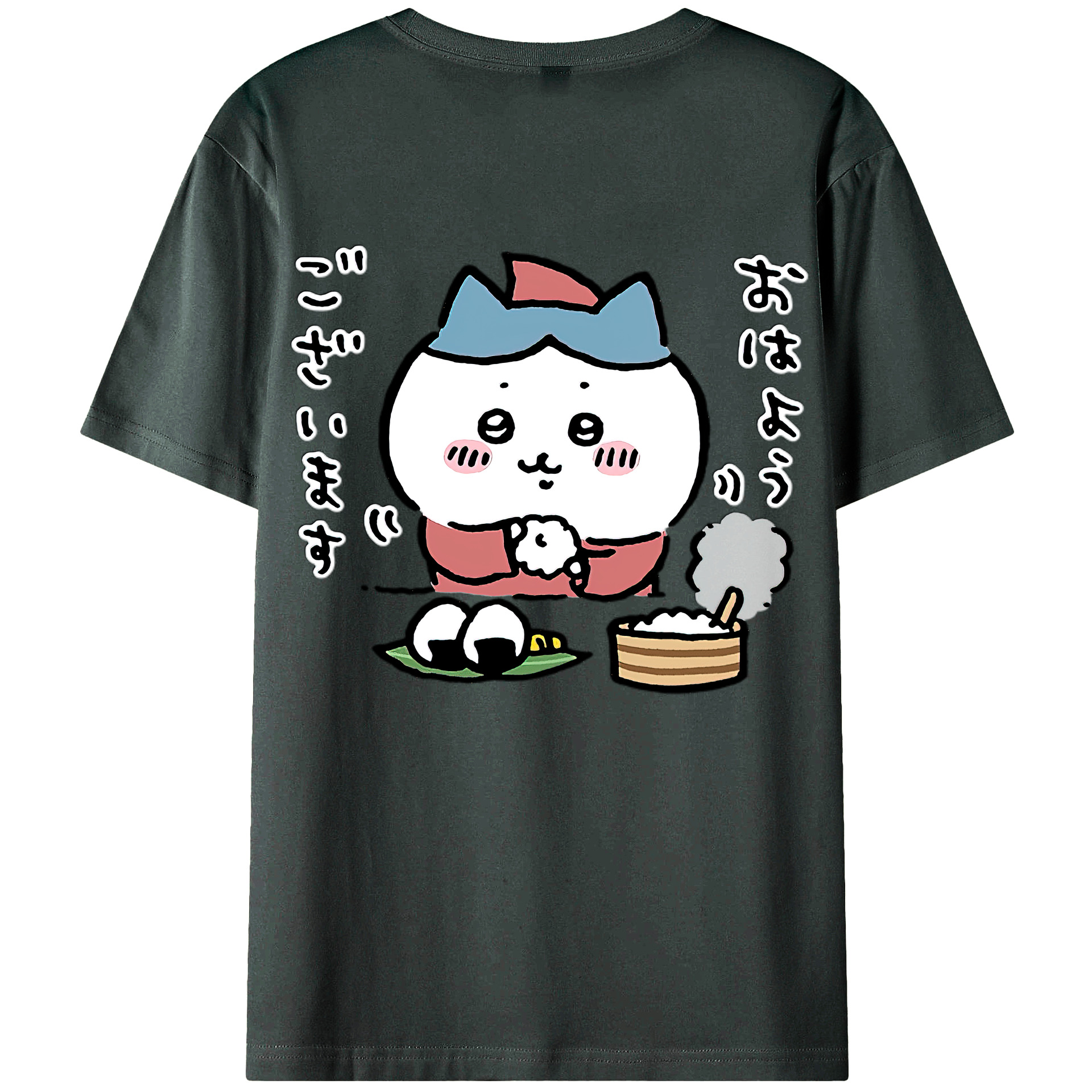 （画像用） ちいかわ ハチワレ Chii-kawa hachiware 綿100％ メンズ半袖Tシャツ（バックプリント） 通気性